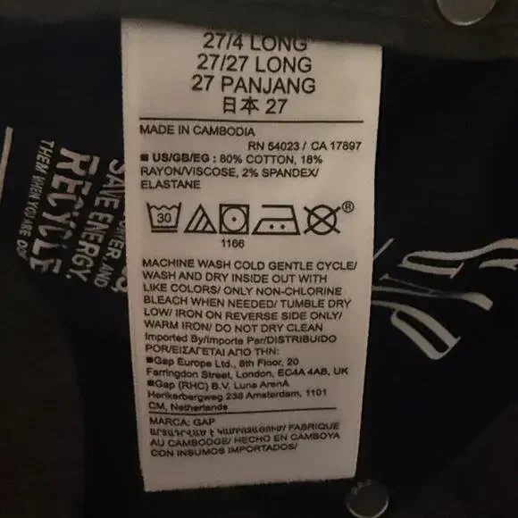 GAP Women’s Sz 4 / 27 Long Vintage Slim Pants High Rise Green Corduroy - Picture 5 of 6